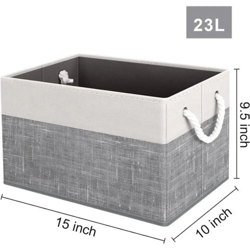 Foldable Storage Bins Set of 3 Large Fabric Organizer Baskets with Handles